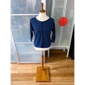 Madewell Striped Back Zip Pullover in Navy / Grey